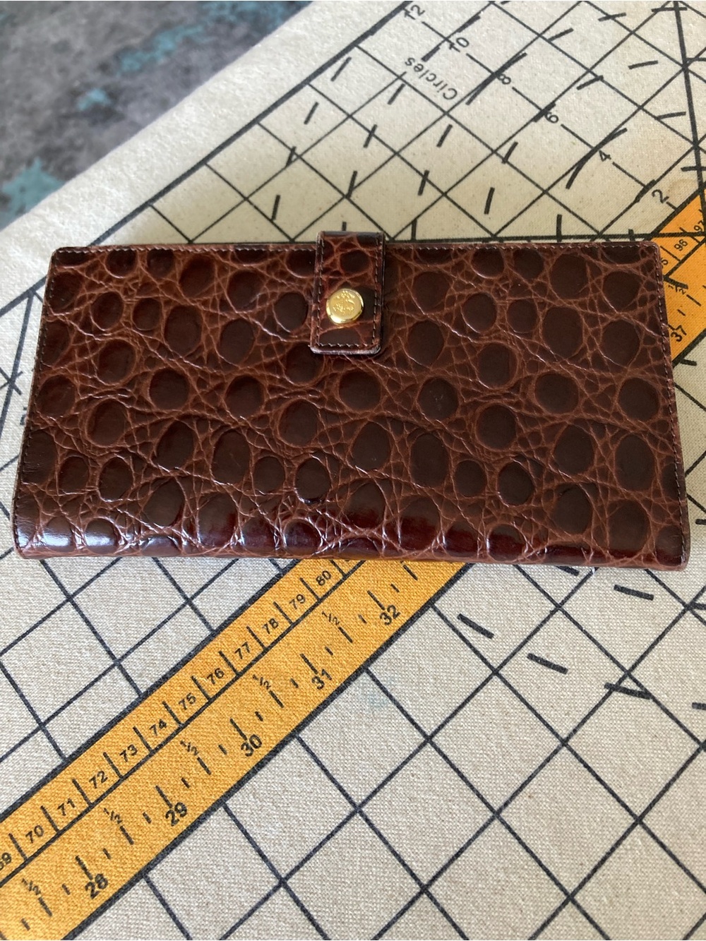 Brooks Brothers Brown Croc-Embossed Leather Wallet